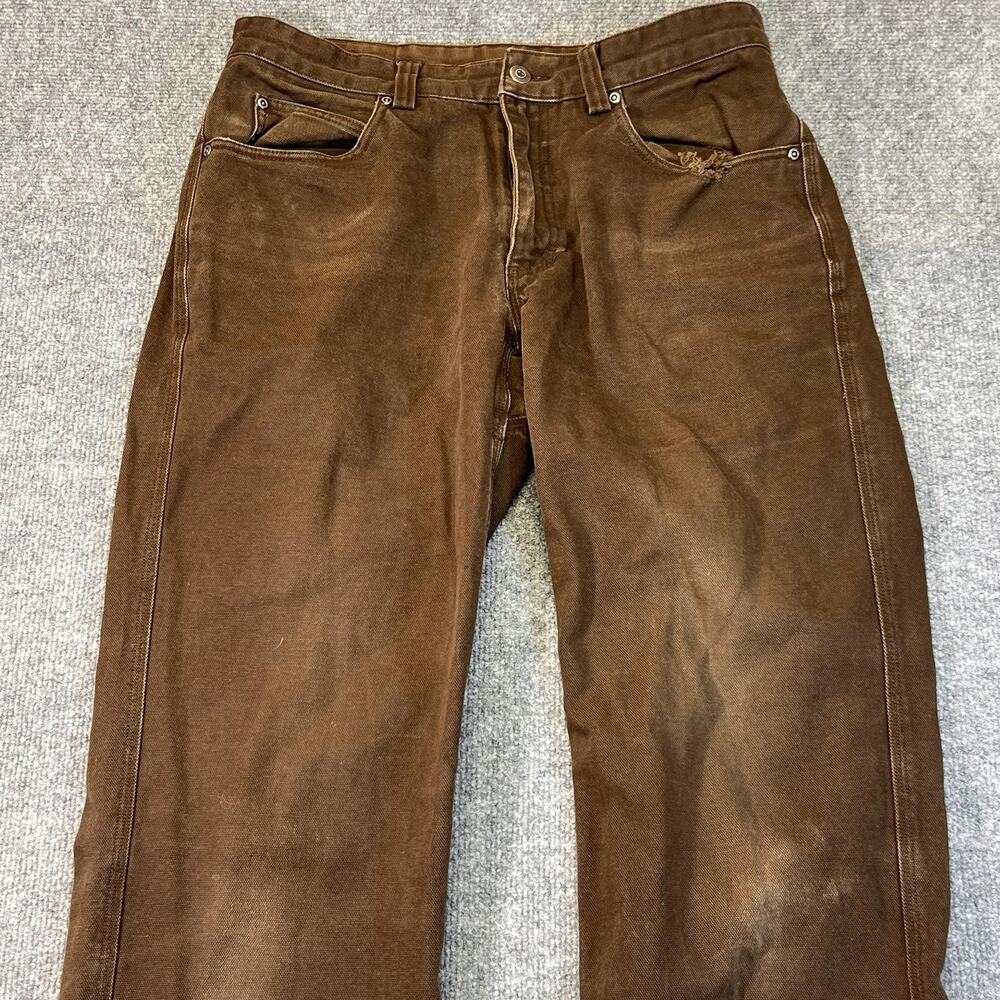 Duluth Trading Co Pants Mens 34x34 Brown Canvas Khakis Relaxed Fit Workwear - Picture 2 of 12